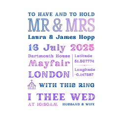 Personalized Wedding Date & Coordinates Print | Custom Typographic Marriage Keepsake