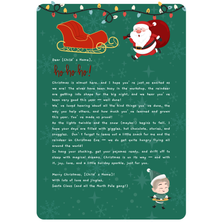 Christmas Letter – Green  Personalised Print