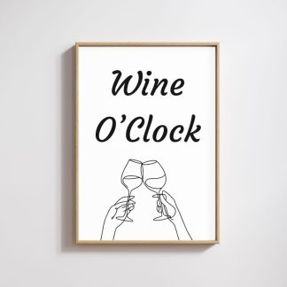 Wine O'Clock – Funny Kitchen Wall Art & Humorous Home Decor